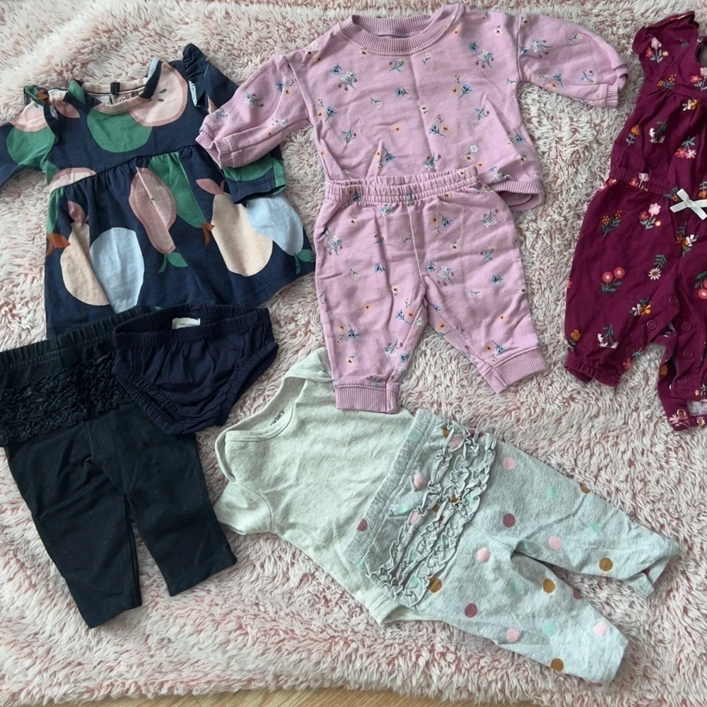 Bundle of Baby Girl Infant Newborn Tops Pants Jumpsuit Dress Diaper Cover